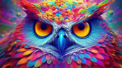 Obraz premium Psychedelic owl art illustration