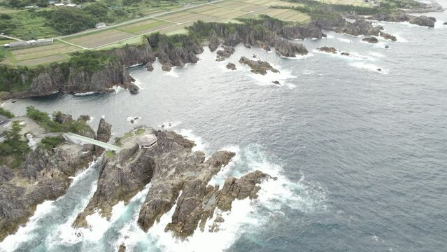 Sea of ​​Japan, Sado Island, aerial photography　日本の佐渡島空撮