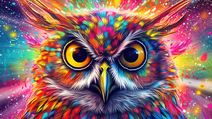 Psychedelic owl art illustration