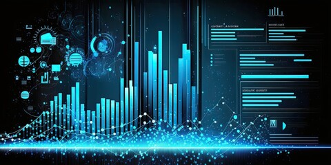 Business graph and chart concept. Colorful data visualization and financial analysis for report and presentation. Generative AI