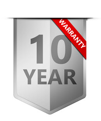 Ten year warranty banner with silver shield
