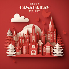 canada day in flat design concept