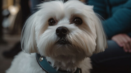 Close up shot of a cute Maltese dog created with generative AI