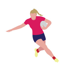 woman rugby player with a ball - obrazy, fototapety, plakaty