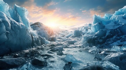 Fototapeta na wymiar A sparkling winter glacier frozen in time. generative ai