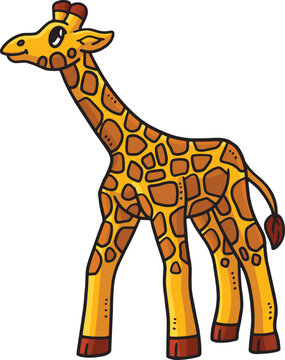 Baby Giraffe Cartoon Colored Clipart Illustration