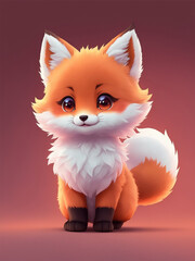 Cute tiny hyperrealistic Anime fox from Pokemon. Generate Ai.