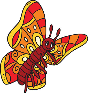 Mother Butterfly Cartoon Colored Clipart 