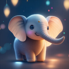 Very detailed cute elephant. Generate Ai.