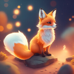 Fototapeta premium Very detailed cute fox. Generate Ai.