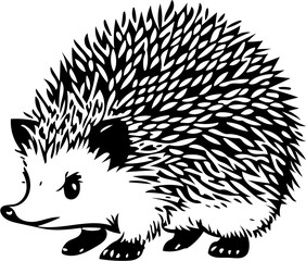 illustration of a hedgehog | Digital vector of a hedgehog | black and white hedgehog Silhouette