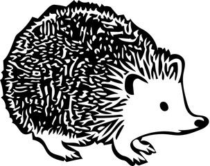 illustration of a hedgehog | vector art of a hedgehog | Black and white Silhouette