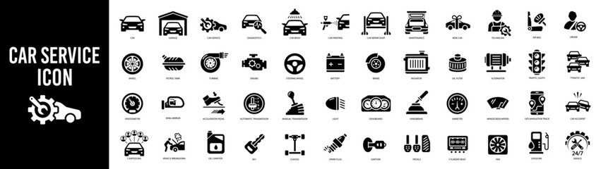 Car service and repair icons element. Garage, engine, oil, maintenance, accelerate icon