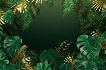 Fototapeta na wymiar Fresh exotic jungle background with lots of copy space, generative ai