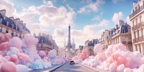 Cotton candy Paris fantasy, generative ai