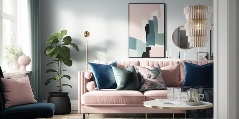 Fototapeta na wymiar luxurious interior elegant design in modern house. superlative generative AI image.