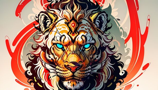 tiger head on a red background