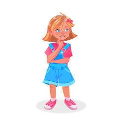 happy cute kid girl search idea process