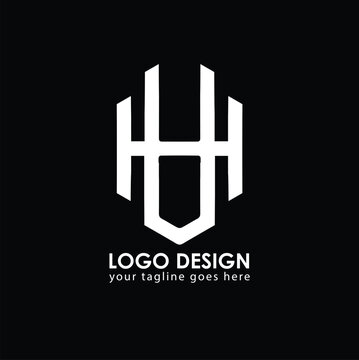 HU UH Logo Design, Creative Minimal Letter UH HU Monogram
