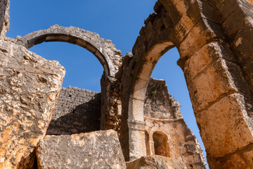 Historic church ruins. Kanli divane, Mersin, Turkey with arch.