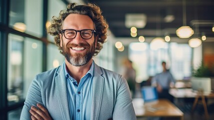 Fototapeta premium Successful entrepreneur in a modern office. Generative AI