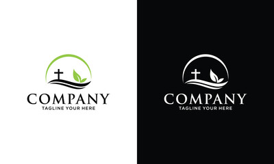 Template logo for churches and Christian organizations cross of Calvary in the sun. Calvary cross church logo.