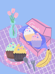 Cupcake cafe Pretty elements kawaii object sweet dessert  digital clipart