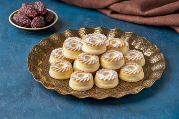 Middle eastern sweets. Traditional Eid al Adha , Eid al Fitr semolina maamoul or mamoul cookies...