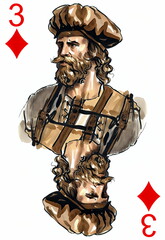 Fototapeta premium Playing cards. Medieval German society, culture and professions through cards for crazy eights, blackjack, bridge, poker, hearts and others. Created with Generative AI technology.