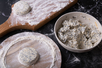 photo homemade cottage cheese dessert with poppy seeds