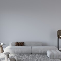 Modern Interior Mockup, Frameless Minimal Blank Wall