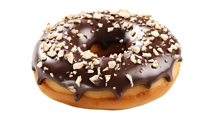 Chocolate donut isolated on transparent background. PNG format	
