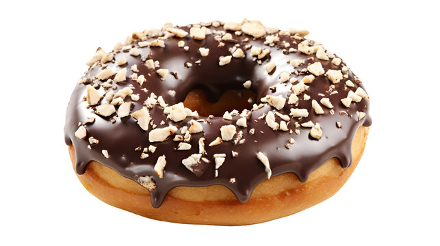 Chocolate Donut Isolated On Transparent Background. PNG Format	
