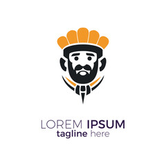 chef logo orange color vector illustration template design