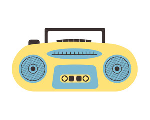 Retro Tape recorder 80s 90s. Vintage Boombox. Portative cassette player