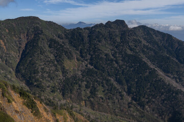 Fototapeta na wymiar 剣ヶ峰山から見た武尊山から前武尊に伸びる稜線