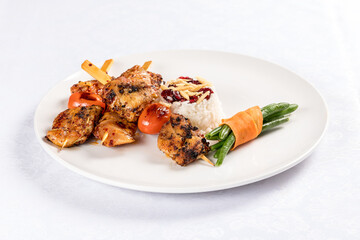 grilled chicken wings with vegetables