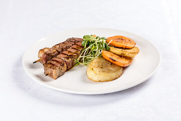grilled meat with vegetables