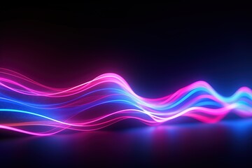 Abstract background of pink and blue glowing neon lines, high-speed transitioning, evoking the concept of dynamic data transfer, generative ai beautiful art