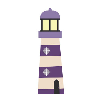 Lighthouse, vector illustration  in cute flat design. 