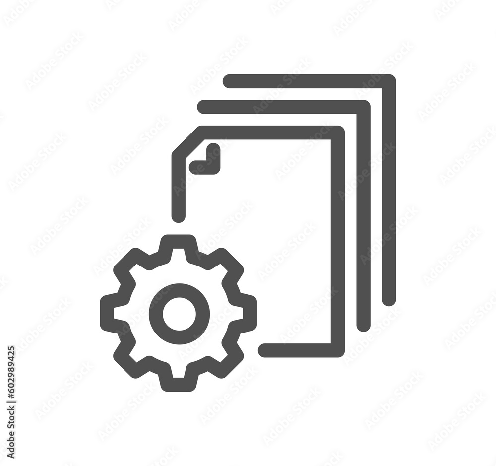 Poster document flow management related icon outline and linear symbol.