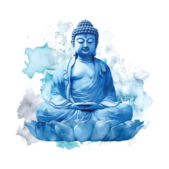 Blue buddha watercolor, great design for any purposes for decoration design. White background. - obrazy, fototapety, plakaty