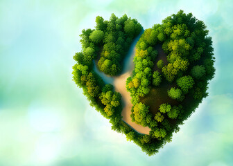 Planète terre en forme de cœur, jour de la terre, protection de la nature, aimer notre planète, Generative IA