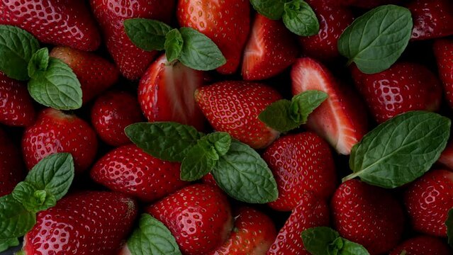 Refreshing Summer Treat Fresh Strawberries and Mint Leaves