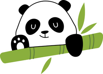 Panda On Bamboo