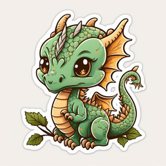 Fototapeta premium Dragon Illustration Sticker Generative AI