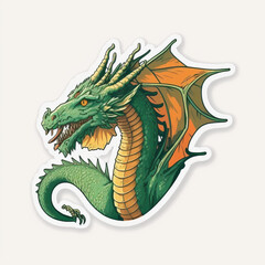 Fototapeta premium Dragon Illustration Sticker Generative AI