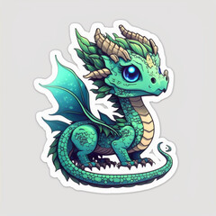 Obraz premium Dragon Illustration Sticker Generative AI