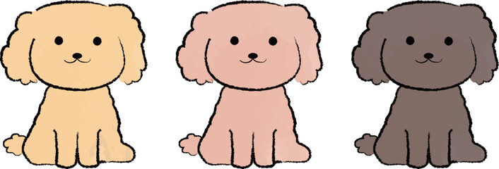 手書き風のシンプルなかわいいトイプードルのイラスト © nunini