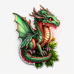 Obraz premium Dragon Illustration Sticker Generative AI
